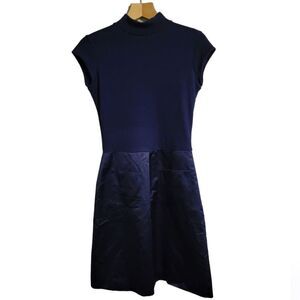 Heidi Weisel New York Navy Cashmere Silk Mock Turtleneck Dress